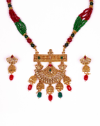 Gold-Polished Alloy Pearl And Beads Mala Pendant Set - The Pari
