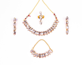 Gold-Polished Alloy Rhinestones Studded Single Line Necklace Set - The Pari