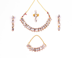 Gold-Polished Alloy Rhinestones Studded Single Line Necklace Set - The Pari
