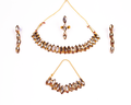 Gold-Polished Alloy Rhinestones Studded Single Line Necklace Set - The Pari