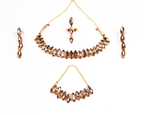 Gold-Polished Alloy Rhinestones Studded Single Line Necklace Set - The Pari
