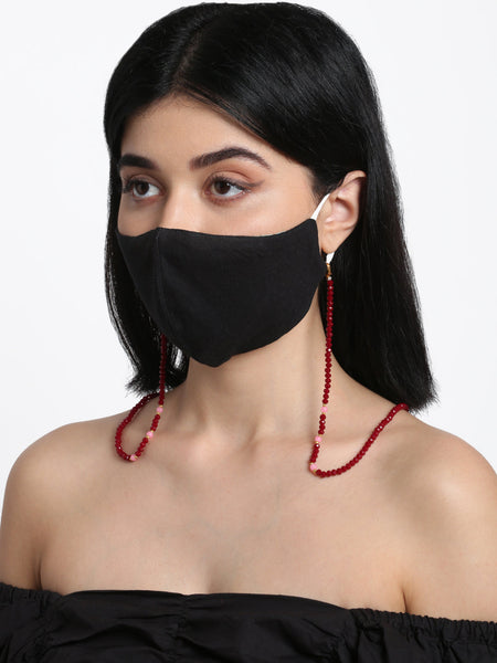 Stone And Gold-Polished Mask Chain - Ruby Raang