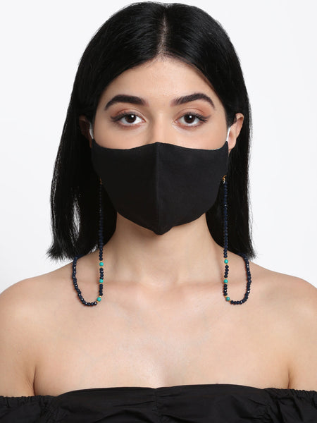 Stone And Gold-Polished Mask Chain - Ruby Raang
