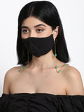 Stone And Gold Plated Mask Chain - Ruby Raang - Distacart