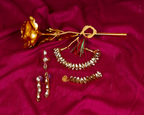 Gold-Polished Alloy Rhinestones Studded Single Line Necklace Set - The Pari