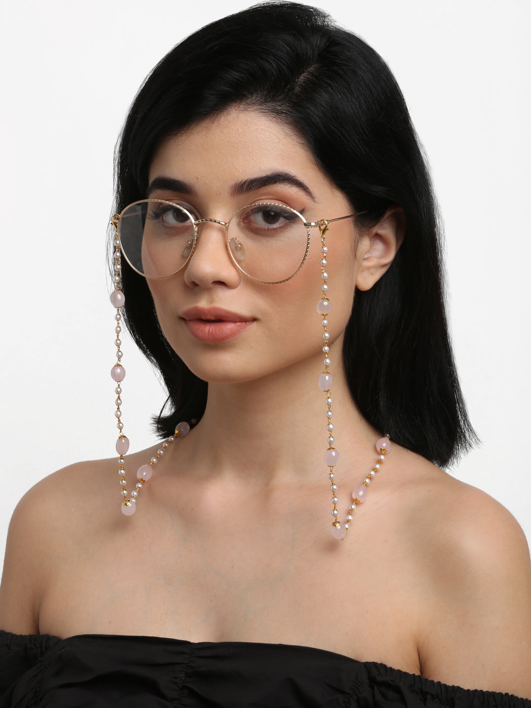 Stone And Gold Plated Mask Chain - Ruby Raang - Distacart