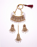 Gold-Polished Alloy Designer Pearl And Alloy Choker Necklace - The Pari