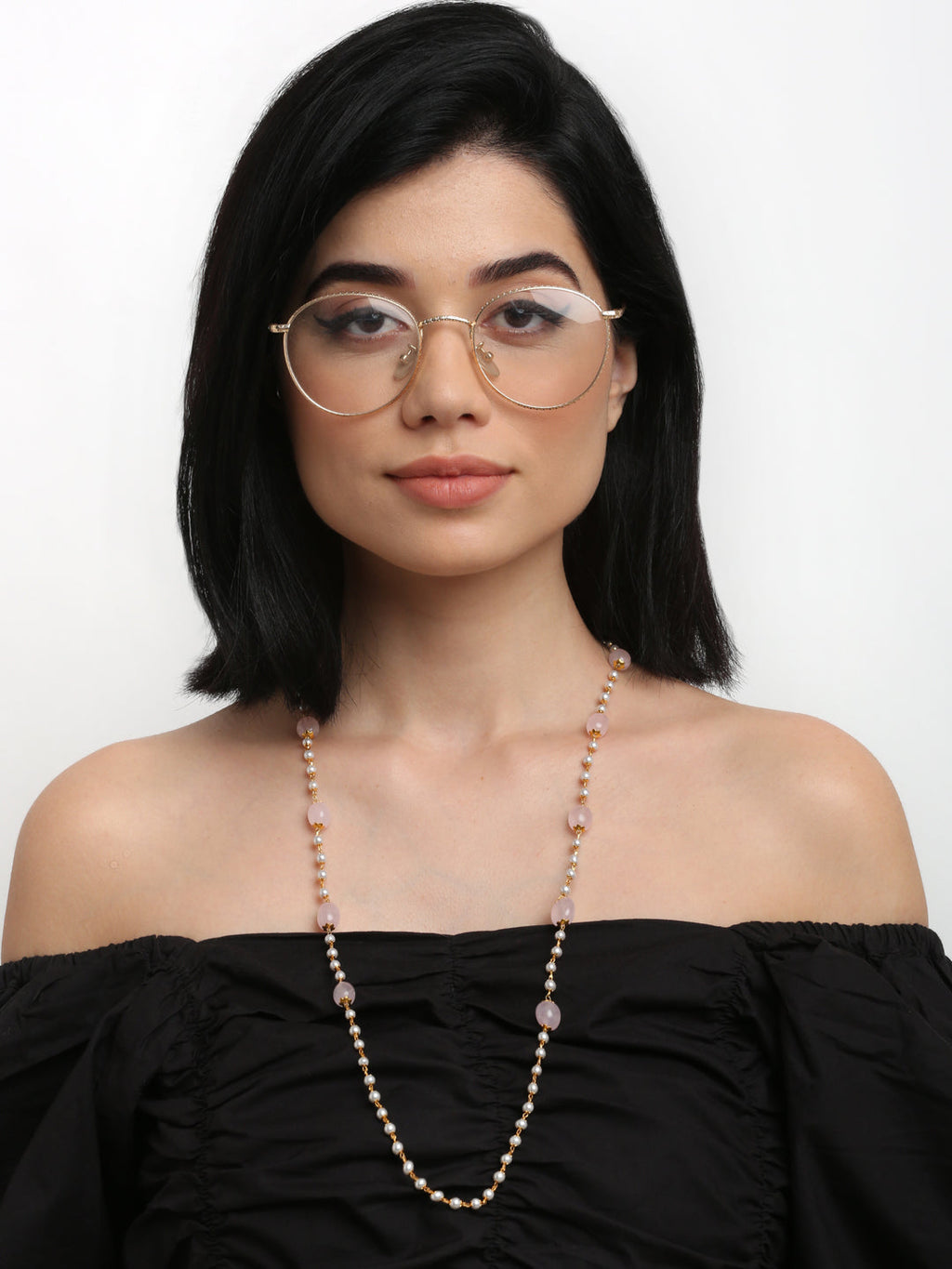 Stone And Gold Plated Mask Chain - Ruby Raang - Distacart