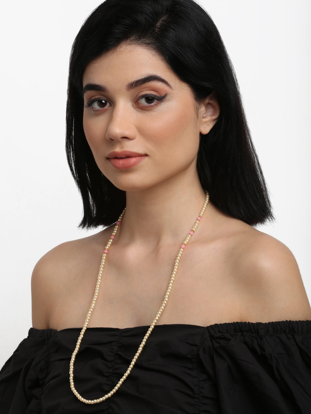 Stone And Gold Plated Mask Chain - Ruby Raang - Distacart
