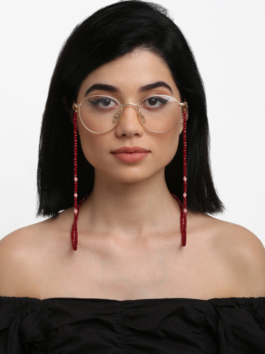 Stone And Gold Plated Mask Chain - Ruby Raang - Distacart