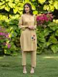 Gharana India Luxury Rayon Beige Chikankari Kurta Set - Distacart