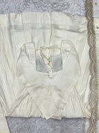 Lorenvalley Fashion Offwhite Pure Roman Silk Chanderi Fabric Fully Flared Anarkali Pant With Dupatta Set - Off White
