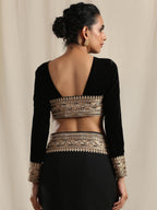 trueBrowns Black Velvet Embroidered Lace Blouse