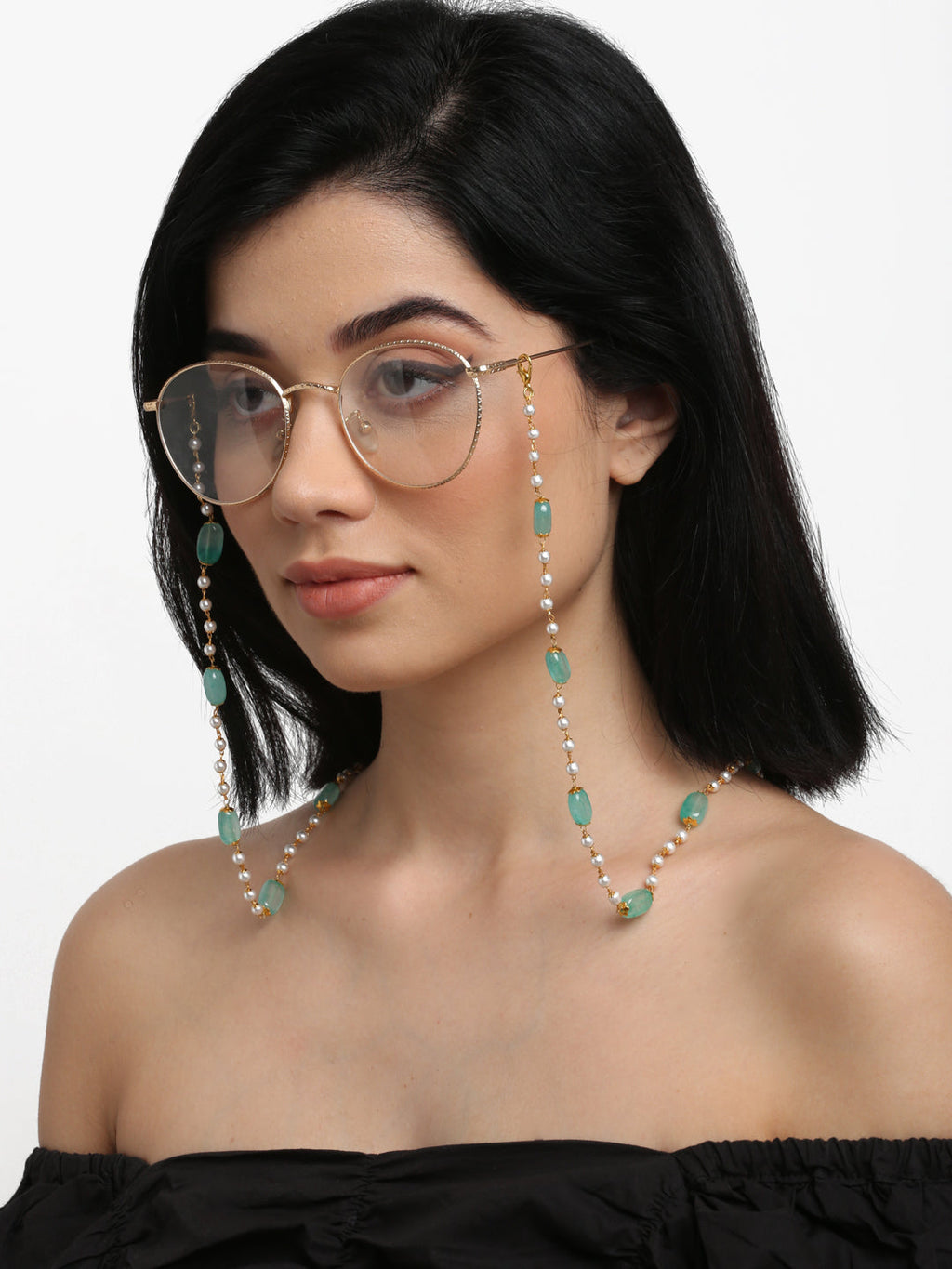 Stone And Gold Plated Mask Chain - Ruby Raang - Distacart