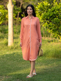 Gharana India Luxury Rayon Blush Red Chikankari Long Shirt - Distacart