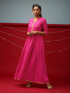 trueBrowns Pink Gold Lace Dress - Distacart