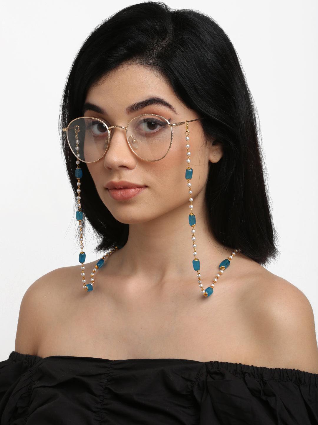 Stone And Gold Plated Mask Chain - Ruby Raang - Distacart