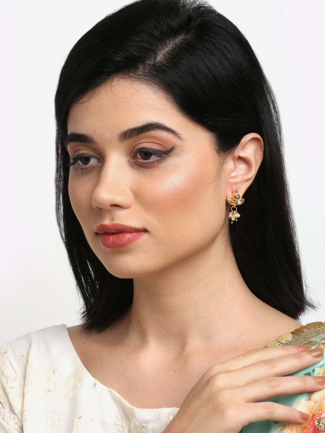 Gold Plated Kundan Studs - Ruby Raang - Distacart