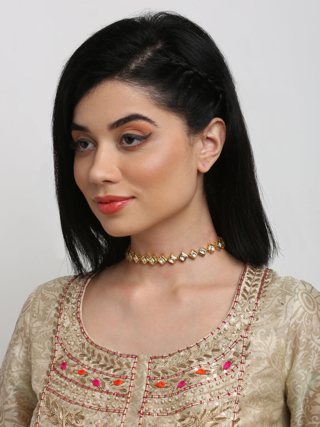 Gold Plated Kundan Choker - Ruby Raang - Distacart