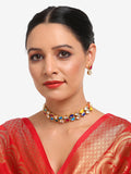 Multioloured Kundan Studded Choker Jewellery Set - Ruby Raang - Distacart
