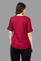 House of RP Women Maroon Rayon Solid Casual Tunic