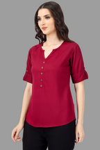 House of RP Women Maroon Rayon Solid Casual Tunic