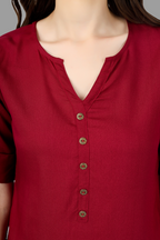 House of RP Women Maroon Rayon Solid Casual Tunic