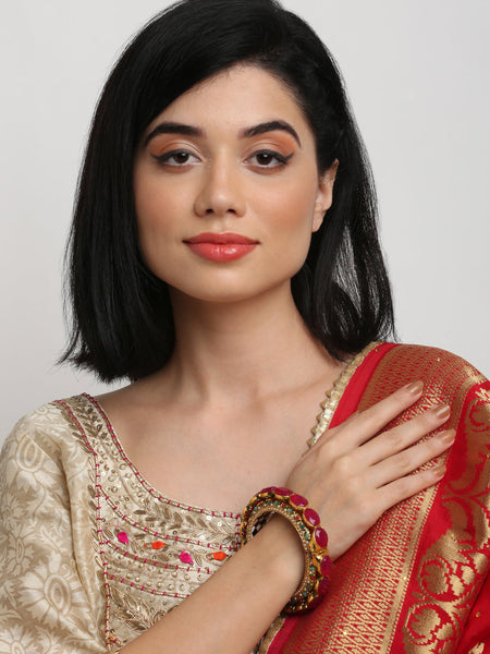 Single Multi Embellished Bangle - Ruby Raang
