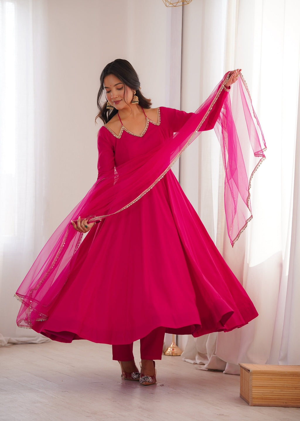 Evanik Women Ranipink Ethnic Anarkali Kurta Set For Festive & Wedding Wear - Distacart