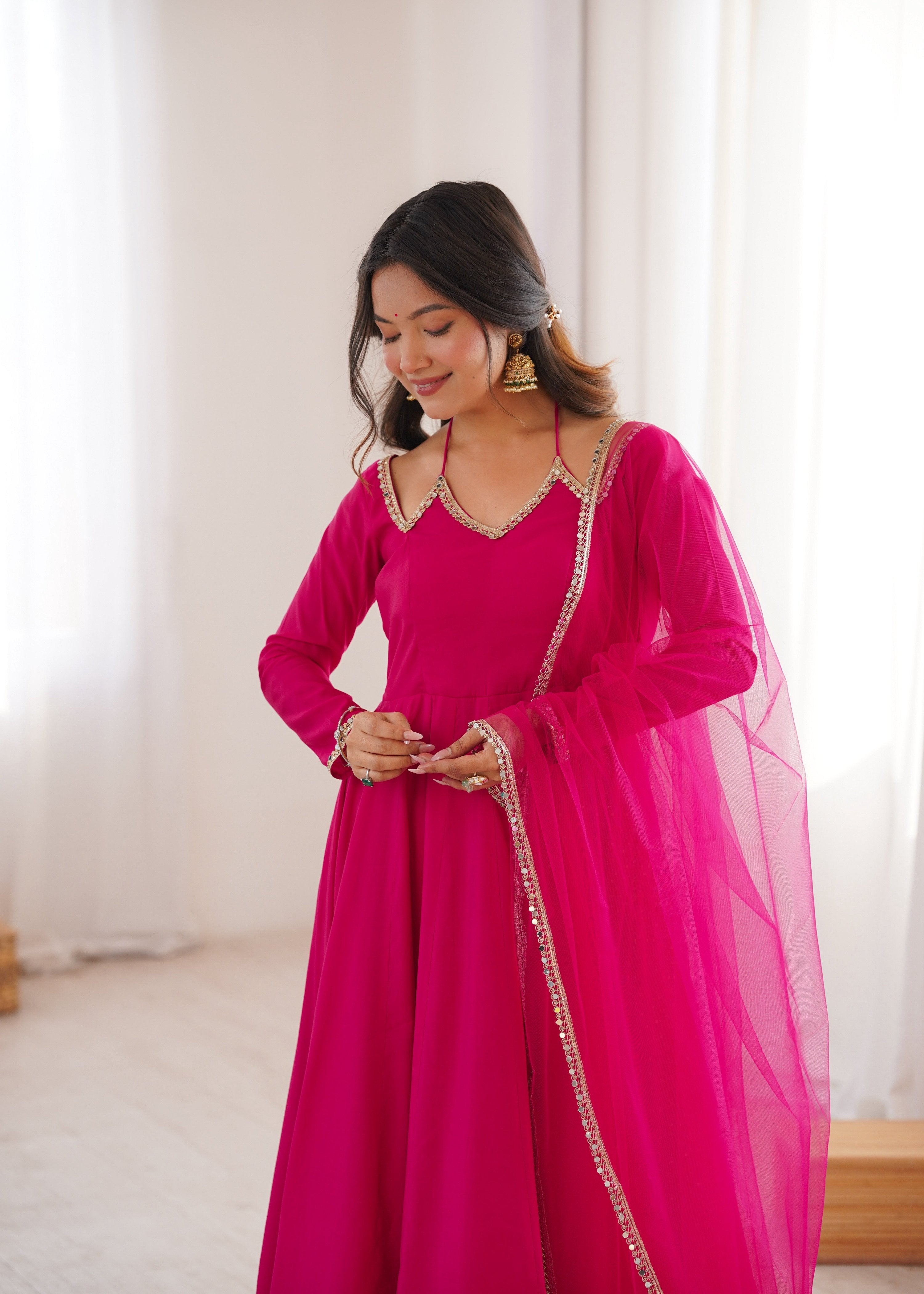 Evanik Women Ranipink Ethnic Anarkali Kurta Set For Festive & Wedding Wear - Distacart