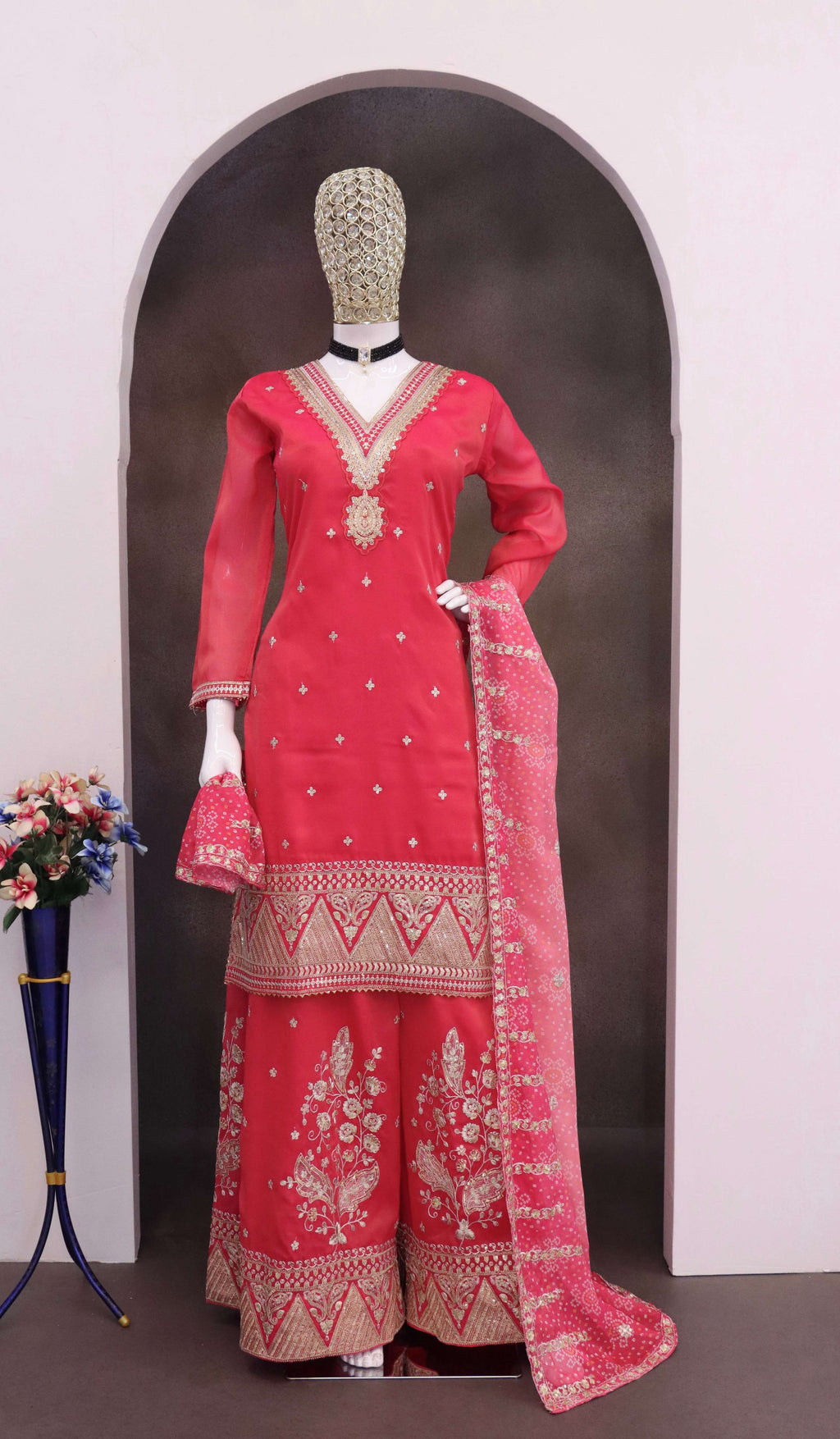 Evanik Party Wear Cosmos Silk With Sequins Embroidered Work Palazzo Set - Distacart
