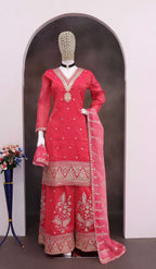 Evanik Party Wear Cosmos Silk With Sequins Embroidered Work Palazzo Set - Distacart