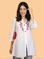 Gharana India Pure Muslin Chikankari Top With Intricate Floral Embroidery - Distacart