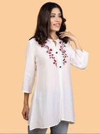 Gharana India Pure Muslin Chikankari Top With Intricate Floral Embroidery - Distacart