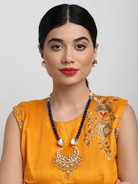 Stone Kundan Neckpiece With Studs - Ruby Raang