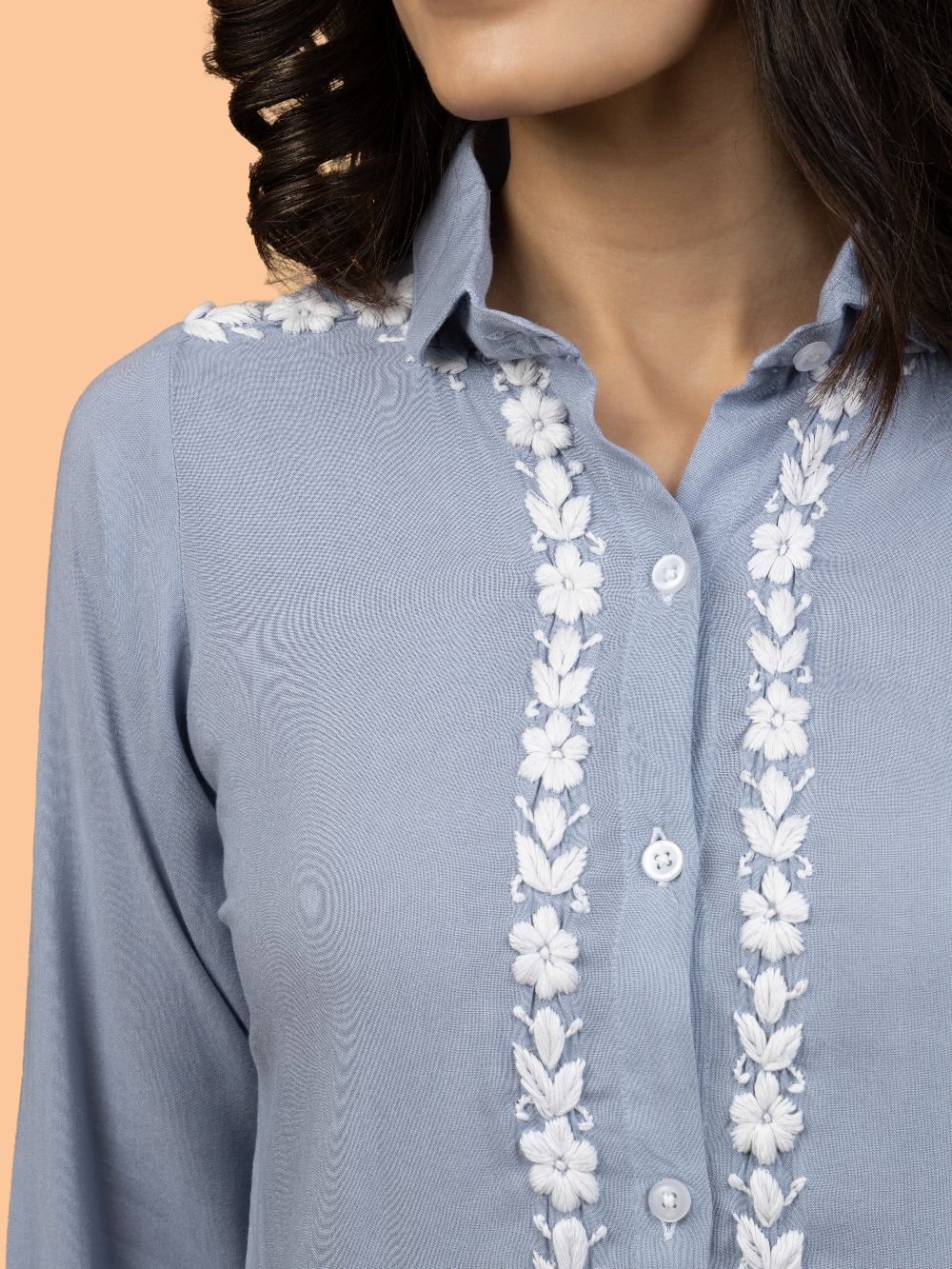 Gharana India Rayon Grey Coloured Chikankari Shirt Top - Distacart