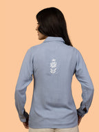 Gharana India Rayon Grey Coloured Chikankari Shirt Top - Distacart