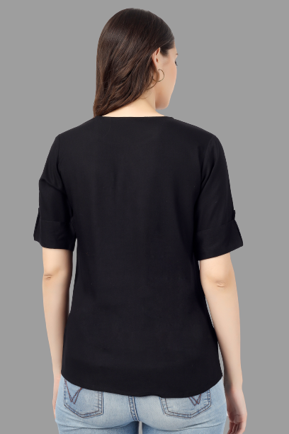 House of RP Women Black Rayon Solid Casual Tunic