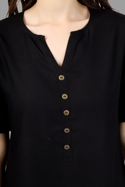 House of RP Women Black Rayon Solid Casual Tunic