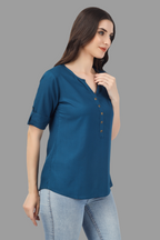 House of RP Women Blue Rayon Solid Casual Tunic