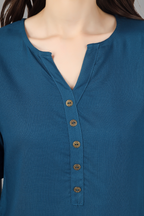 House of RP Women Blue Rayon Solid Casual Tunic