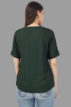 House of RP Women Green Rayon Solid Casual Tunic