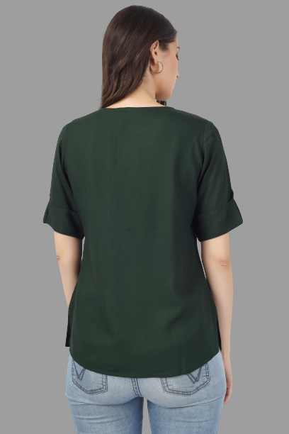 House of RP Women Green Rayon Solid Casual Tunic