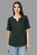 House of RP Women Green Rayon Solid Casual Tunic