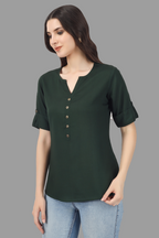 House of RP Women Green Rayon Solid Casual Tunic