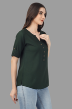 House of RP Women Green Rayon Solid Casual Tunic