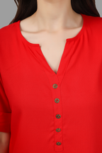 House of RP Women Red Rayon Solid Casual Tunic