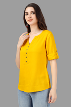 House of RP Women Yellow Rayon Solid Casual Tunic