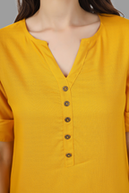 House of RP Women Yellow Rayon Solid Casual Tunic