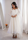 Evanik Women Off White Ethnic Anarkali Kurta Set for Festive & Wedding Wear - Distacart